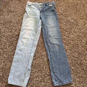 PacSun Two-Tone Straight Leg Jeans - Light Blue and Dark Blue